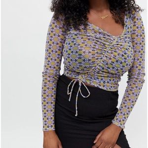 Urban Outfitters Shona Cinched Cropped Mesh Top